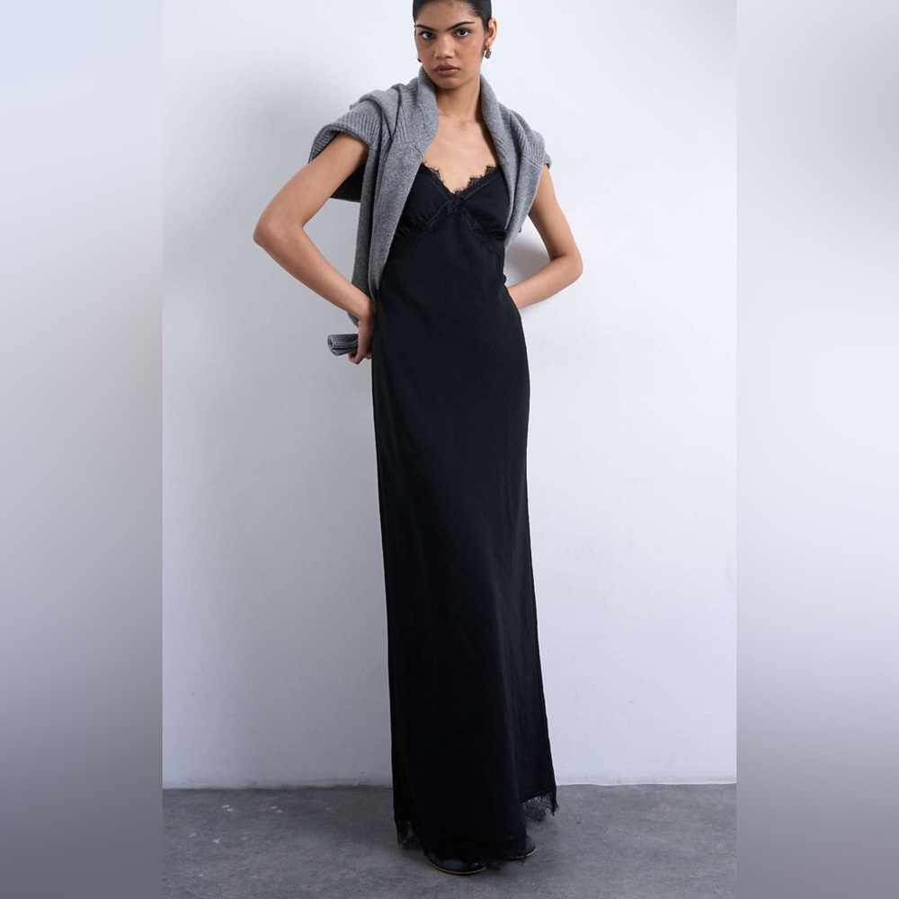 Topshop Black Lace Trim Dress